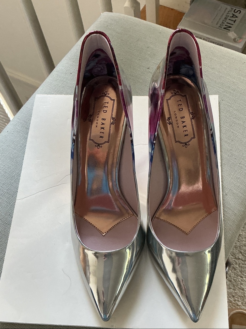 Ted Baker Silver Metallic Pointed-Toe Pumps
